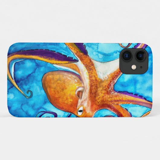 Octopus Aquarell unter Meereskunst Case-Mate iPhone Hülle (Rückseite (Horizontal))