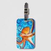 Octopus Aquarell unter Meereskunst Gepäckanhänger (Vorderseite Vertikal)