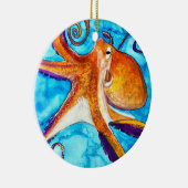 Octopus Aquarell unter Meereskunst Keramik Ornament (Rechts)