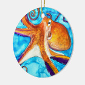 Octopus Aquarell unter Meereskunst Keramik Ornament (Links)