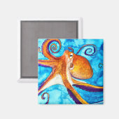 Octopus Aquarell unter Meereskunst Magnet (Vorderseite/Rückseite)