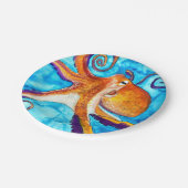 Octopus Aquarell unter Meereskunst Pappteller (Schrägansicht)