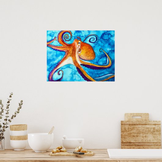 Octopus Aquarell unter Meereskunst Poster (Küche)