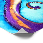 Octopus Aquarell unter Meereskunst Poster (Ecke)