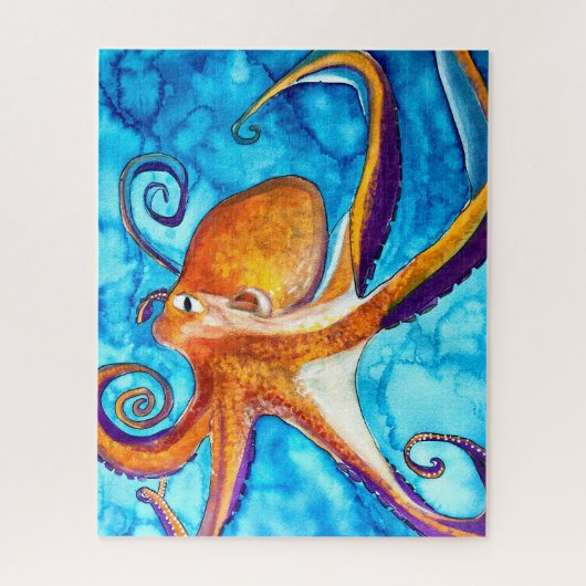 Octopus Aquarell unter Meereskunst Puzzle (Vertikal)