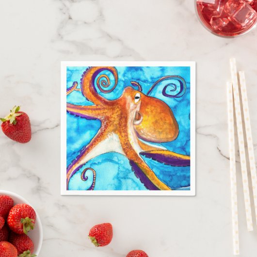 Octopus Aquarell unter Meereskunst Serviette (Beispiel)