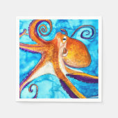 Octopus Aquarell unter Meereskunst Serviette (Vorderseite)