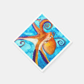 Octopus Aquarell unter Meereskunst Serviette (Ecke)