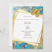 Octopus Aquarellgold Blau-Braune Nautik Einladung (Rückseite)