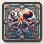 Octopus Art Deco Getränkeuntersetzer (Vorderseite)