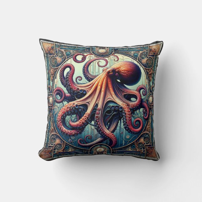 Octopus Art Deco Kissen (Vorderseite)