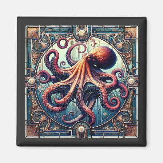 Octopus Art Deco Magnet (Vorne)
