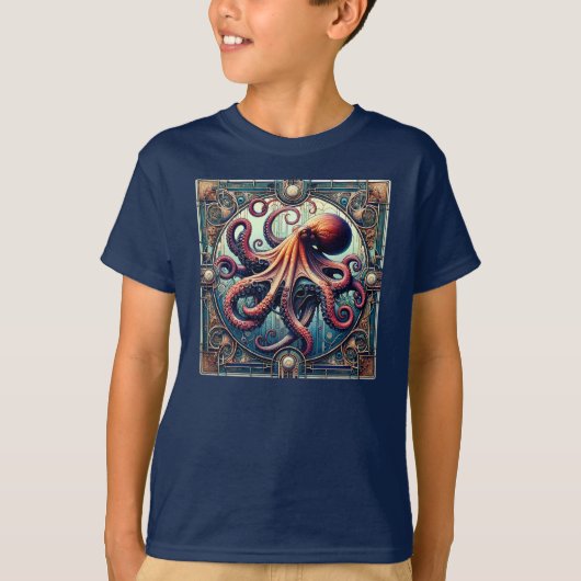 Octopus Art Deco T-Shirt (Vorderseite)