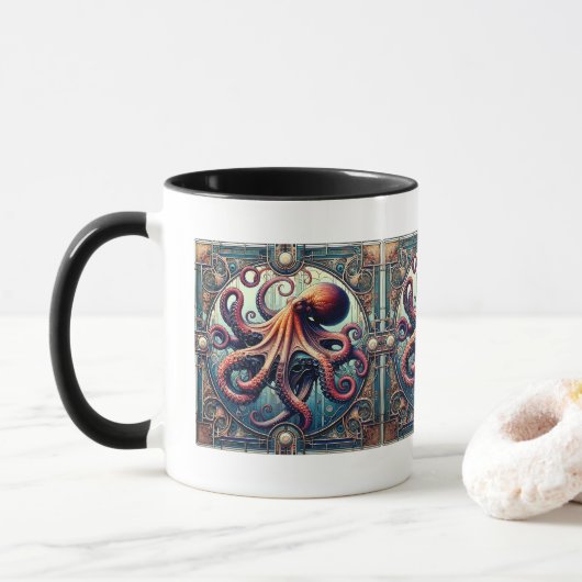Octopus Art Deco Tasse (Mit Donut)