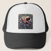 Octopus Art Deco Truckerkappe (Vorderseite)