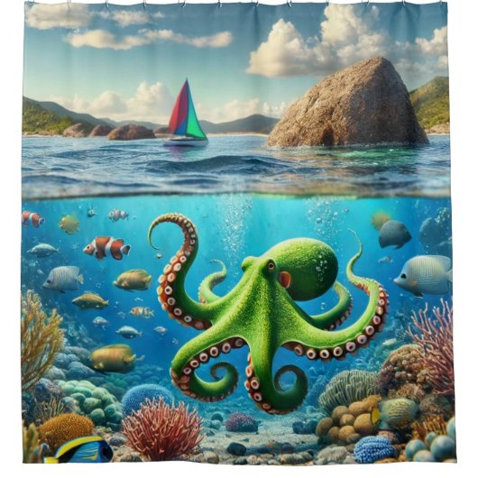 Octopus Art Duschvorhang (Vorderseite)
