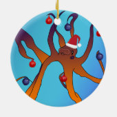 Octopus Art Frohe Weihnachten Keramik Ornament (Hinten)