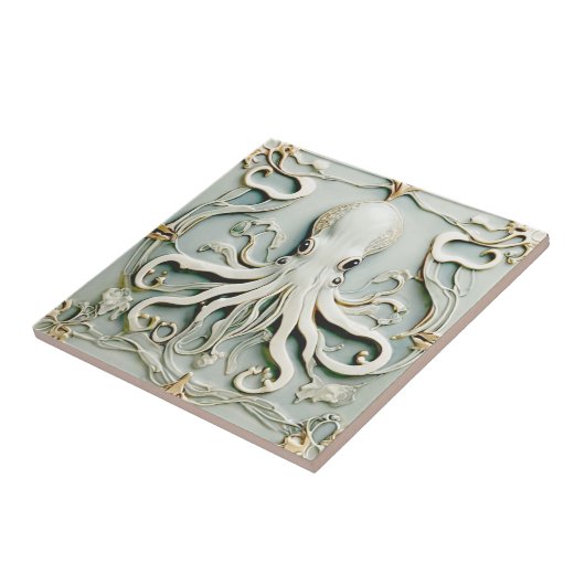 Octopus Art Nouveau Imitats Relief Antique Mini Fliese (Seite)