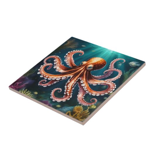 Octopus Art Unterwasser Fliese (Seite)