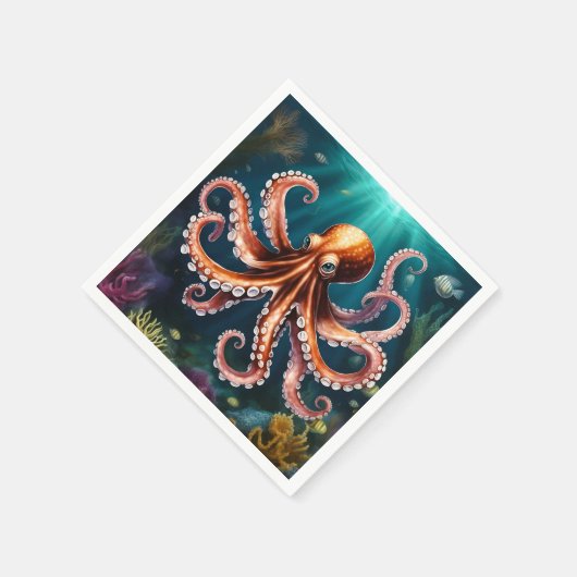 Octopus Art Unterwasser Serviette (Ecke)