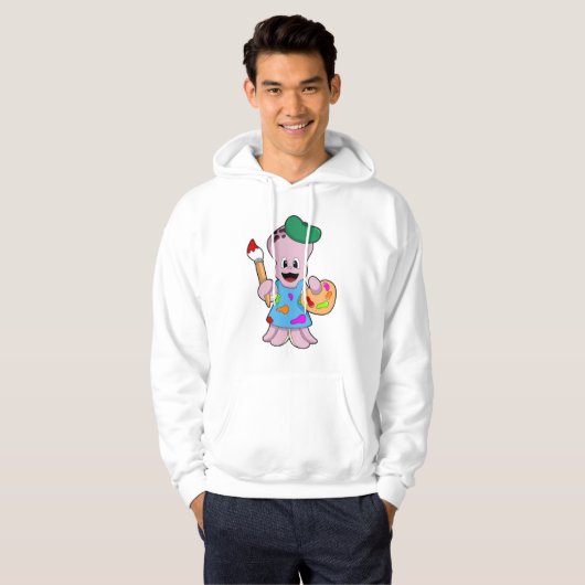 Octopus as Painter with Paint brush Hoodie (Vorne ganz)