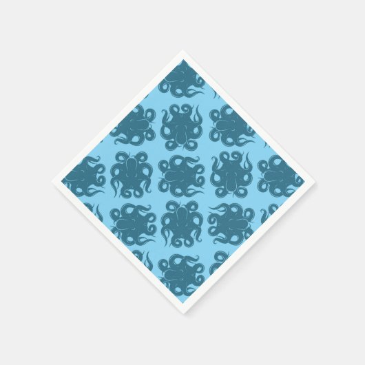 Octopus auf blauem Muster Serviette (Ecke)