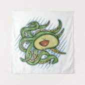 Octopus Avocado Wandteppich (Vorderseite (Horizontal))