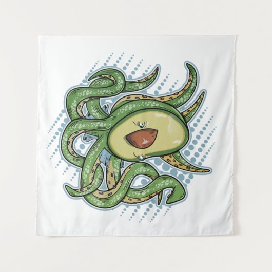 Octopus Avocado Wandteppich (Vorderseite (Horizontal))