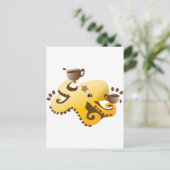 Octopus Barista Postkarte (Stehend Vorderseite)