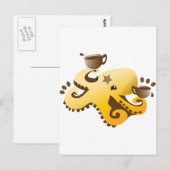 Octopus Barista Postkarte (Vorne/Hinten)
