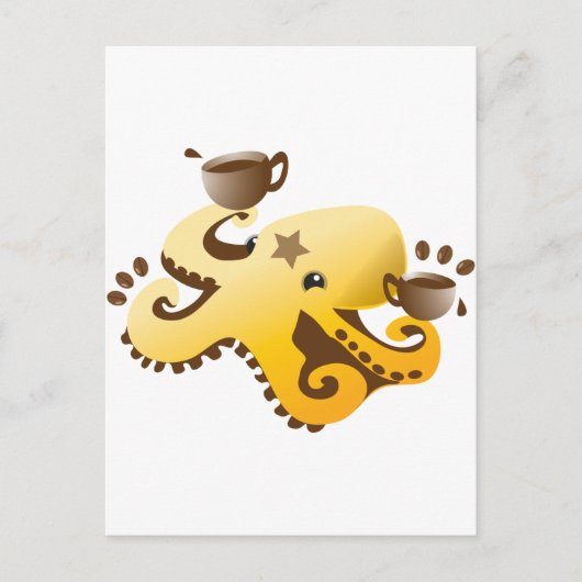 Octopus Barista Postkarte (Vorderseite)