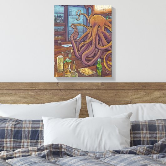 Octopus Barkeeper Fantasy Leinwanddruck (Insitu (Schlafzimmer))