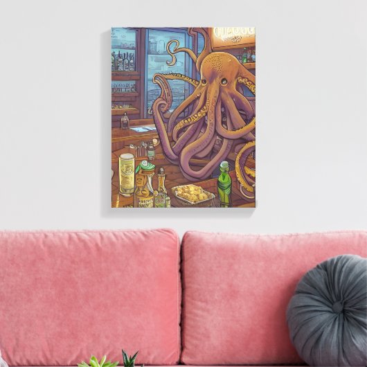 Octopus Barkeeper Fantasy Leinwanddruck (Insitu (Wohnzimmer))