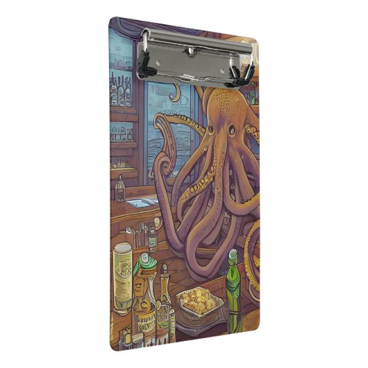 Octopus-Barkeeper Mini Klemmbrett (Schrägansicht)
