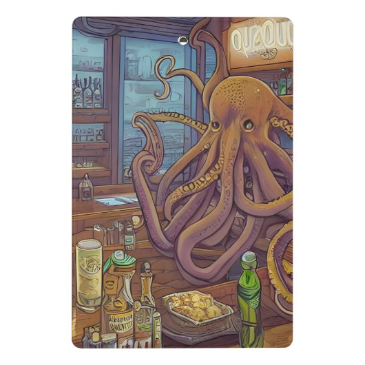 Octopus-Barkeeper Mini Klemmbrett (Rückseite)
