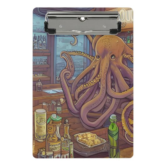 Octopus-Barkeeper Mini Klemmbrett (Vorderseite)