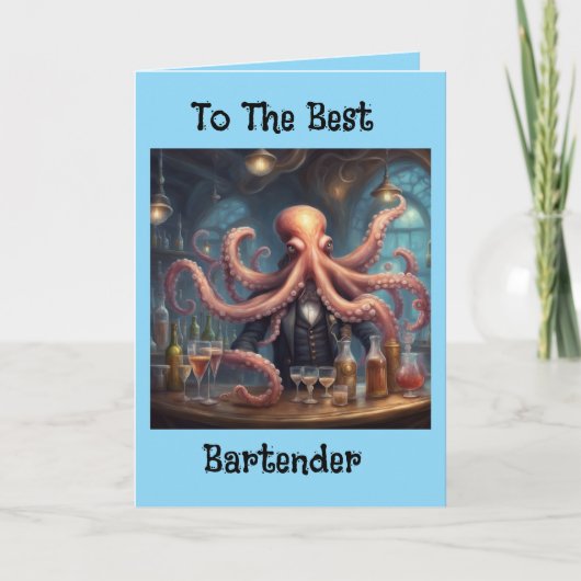 Octopus Barkeeper Multitasking-Mixologe Geburtstag Karte (Vorderseite)