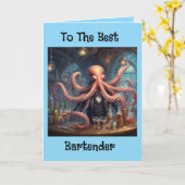 Octopus Barkeeper Multitasking-Mixologe Geburtstag Karte (Gelbe Blume)