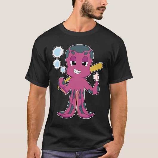Octopus Baseball Baseball bat Sports T-Shirt (Vorderseite)