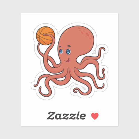 Octopus Basketball-Spieler Basketball Aufkleber (Blatt)
