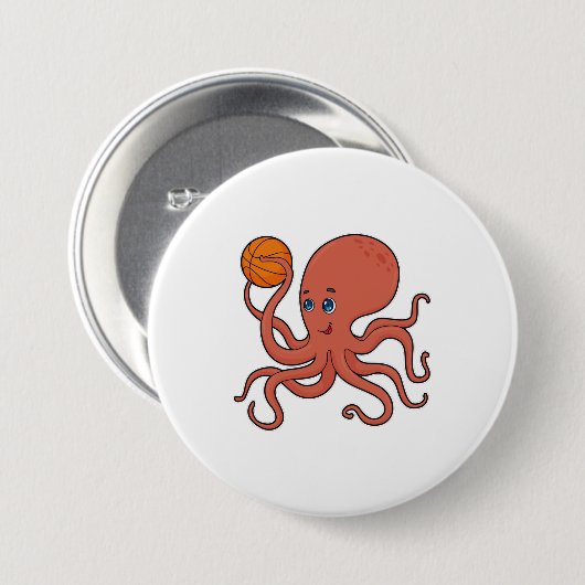 Octopus Basketball-Spieler Basketball Button (Vorne & Hinten)