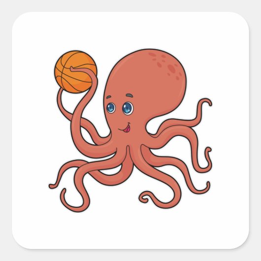 Octopus Basketball-Spieler Basketball Quadratischer Aufkleber (Vorderseite)