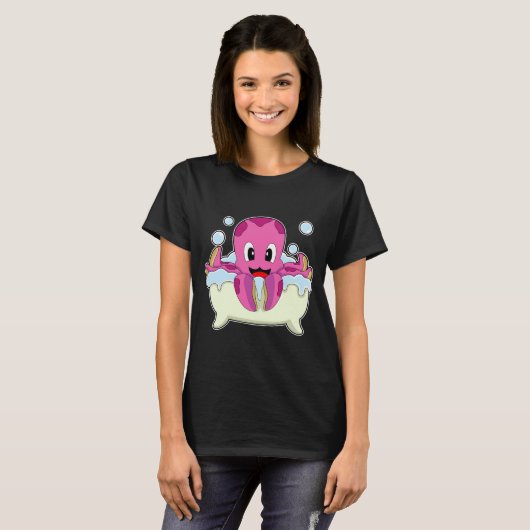 Octopus Bathe Bathtub T-Shirt (Vorne ganz)