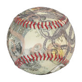 Octopus Beach Antique Coastal Steampunk Baseball (Rückseite)