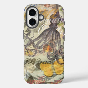 Octopus Beach Antique Coastal Steampunk iPhone 16 Hülle