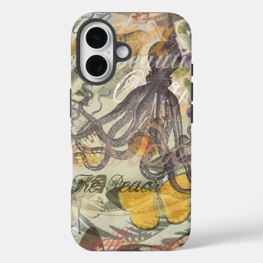 Octopus Beach Antique Coastal Steampunk Case-Mate iPhone Hülle (Rückseite)