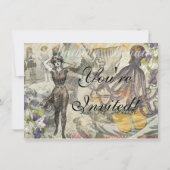 Octopus Beach Antique Coastal Steampunk Einladung (Vorderseite)