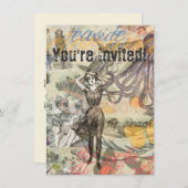 Octopus Beach Antique Coastal Steampunk Einladung (Vorne/Hinten)