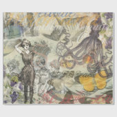 Octopus Beach Antique Coastal Steampunk Geschenkpapier (Flach)