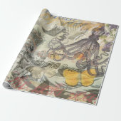 Octopus Beach Antique Coastal Steampunk Geschenkpapier (Ungerollt)